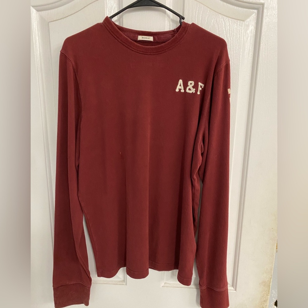 Abercrombie & Fitch Men's burgundy Long Sleeve Shirt size xl
